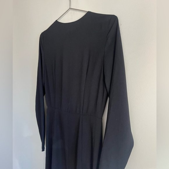 Aritzia Wilfred Aubagne Black Midi Dress Adjustable  Wrap - Picture 12 of 12